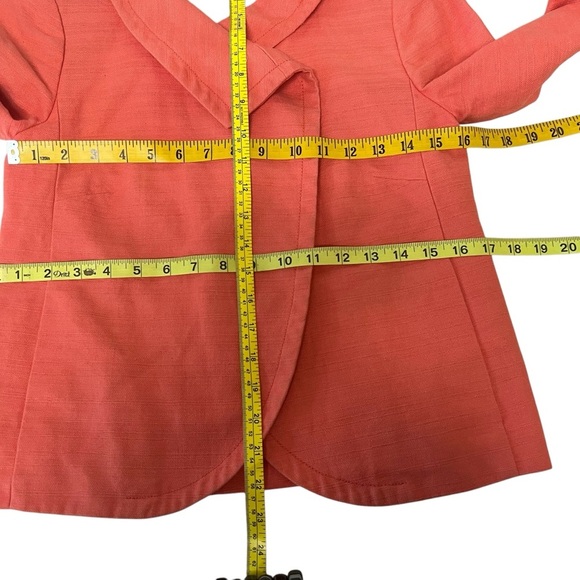 J Crew Size 0 Cotton Linen Blend Peach Coral Swing Short Blazer Jacket Lined - Picture 6 of 15